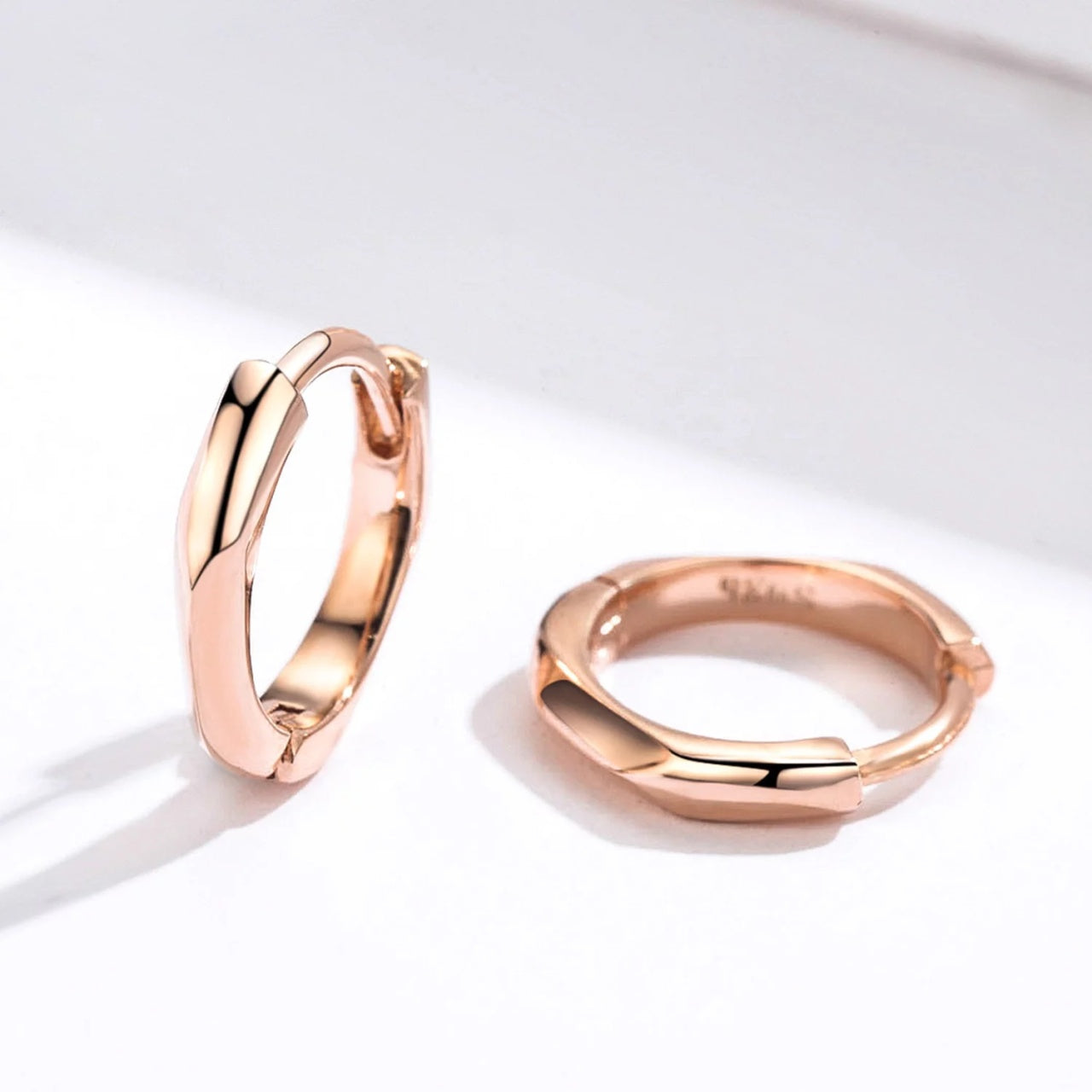 Cercei din argint Rose Gold Fine Hoops, Argint 925, Pentru Femei