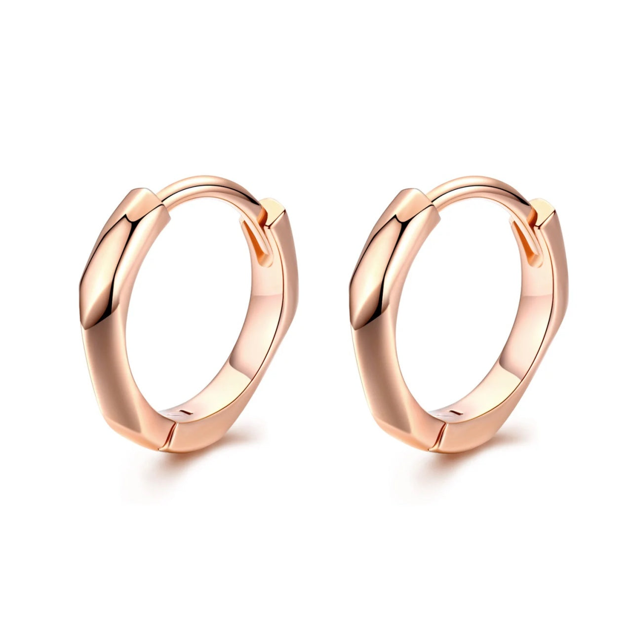Cercei din argint Rose Gold Fine Hoops, Argint 925, Pentru Femei