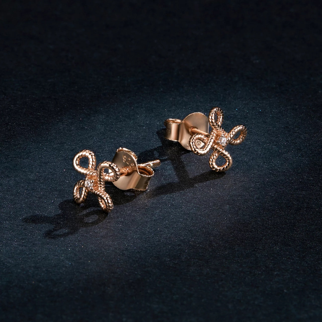 Cercei din argint Rose Gold Flower Ropes, Argint 925, Pentru Femei