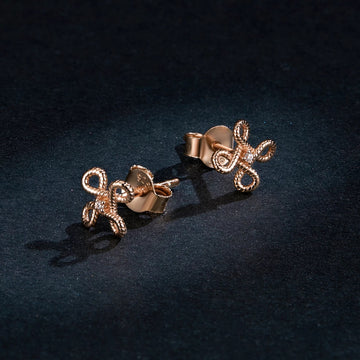 Cercei din argint Rose Gold Flower Ropes, Argint 925, Pentru Femei