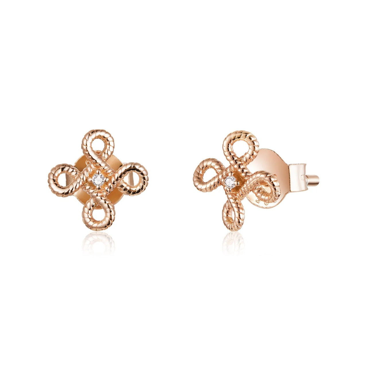 Cercei din argint Rose Gold Flower Ropes, Argint 925, Pentru Femei
