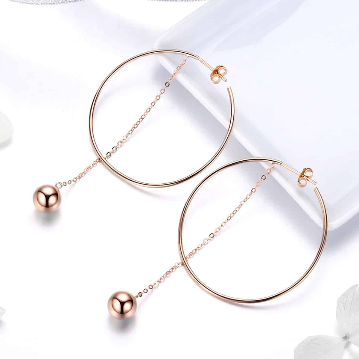 Cercei din Argint 925 Rose Gold Hoops 4.5g