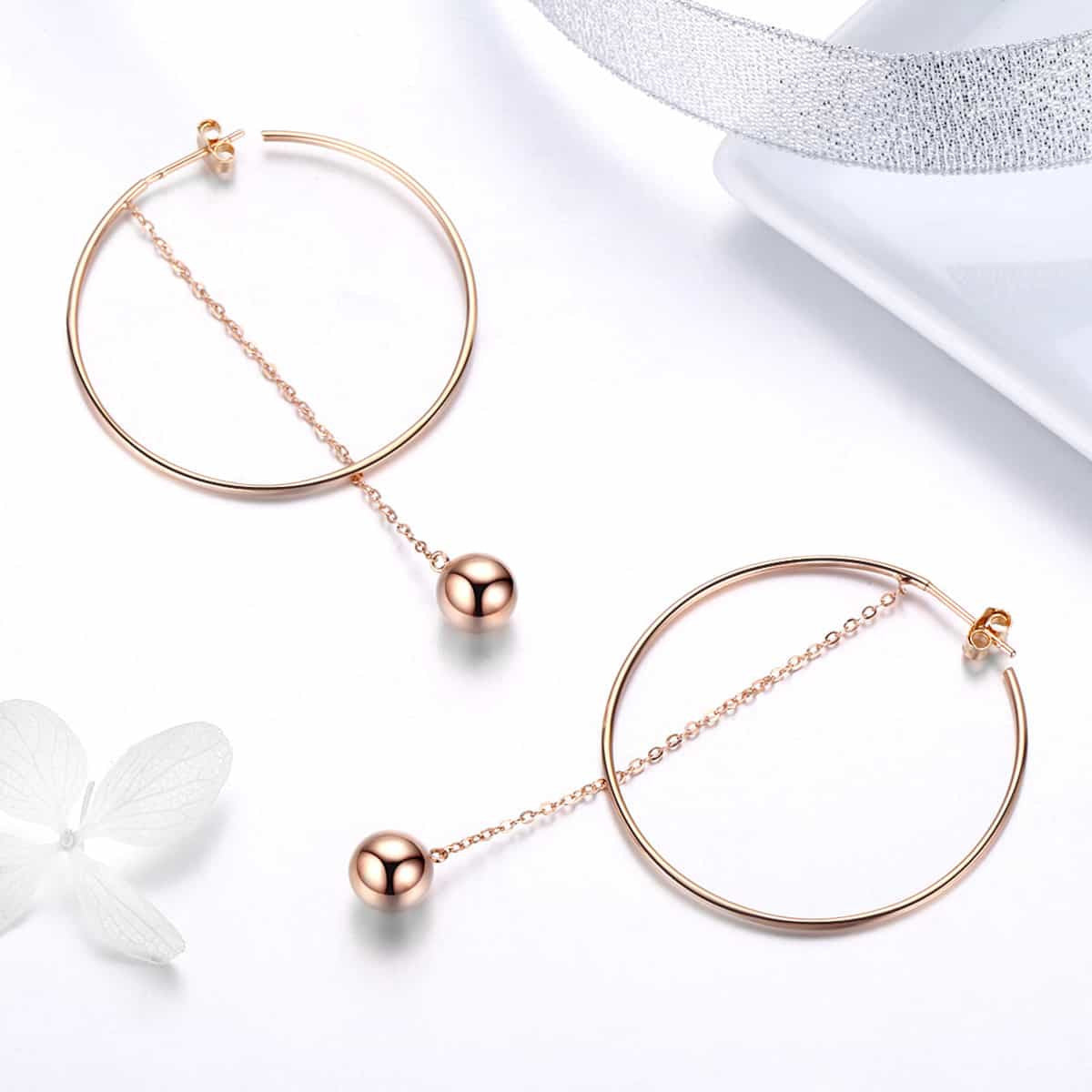 Cercei din Argint 925 Rose Gold Hoops 4.5g