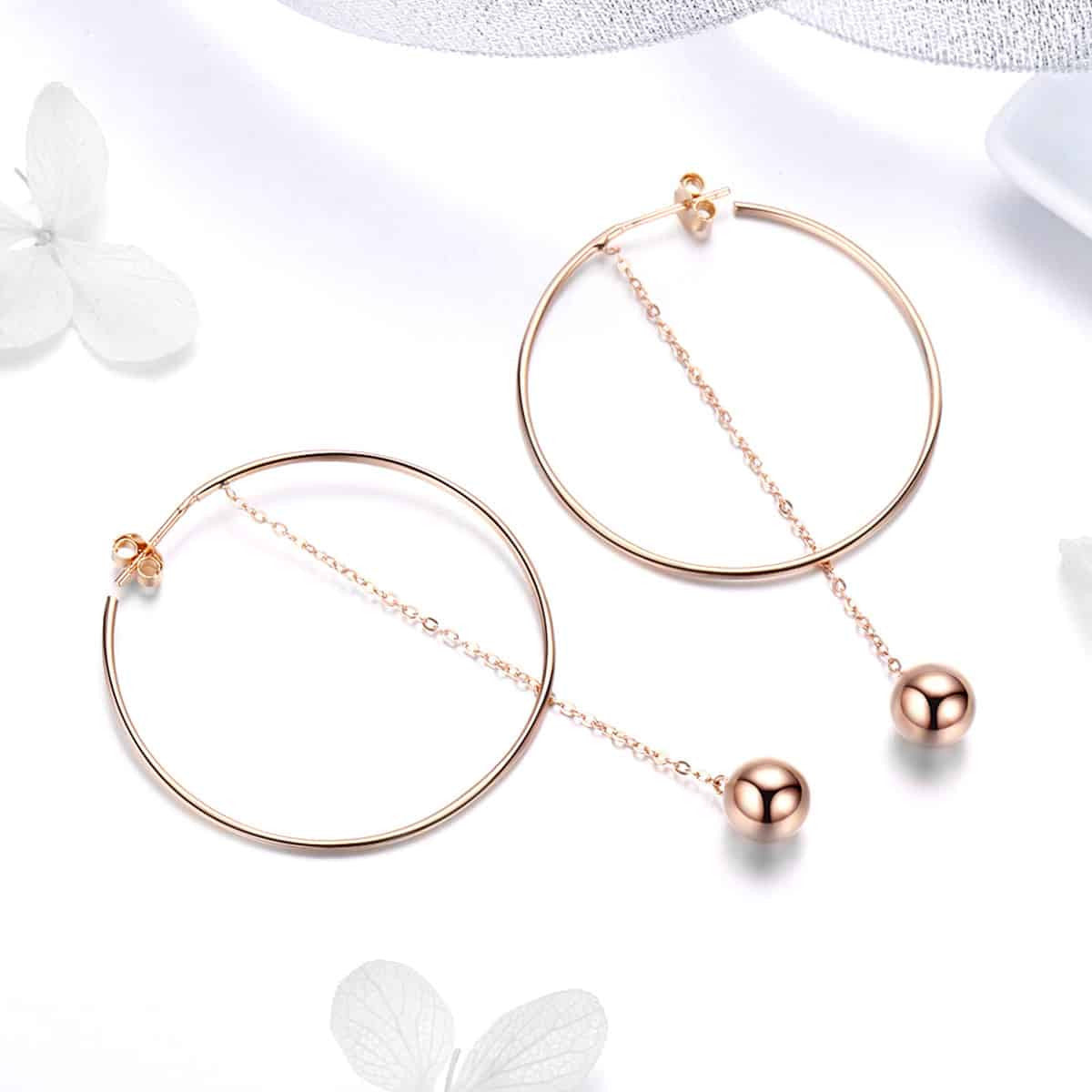Cercei din Argint 925 Rose Gold Hoops 4.5g