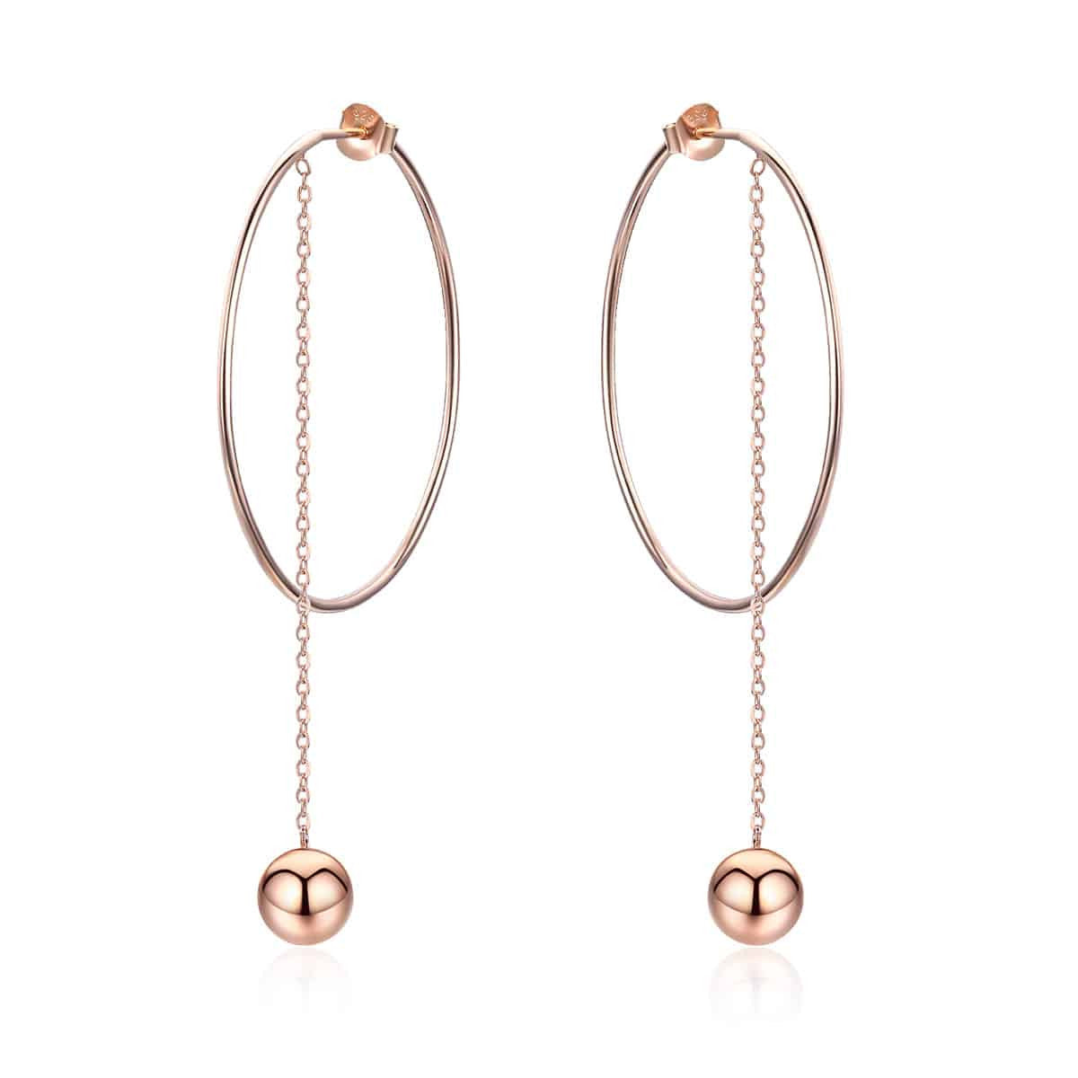 Cercei din Argint 925 Rose Gold Hoops 4.5g