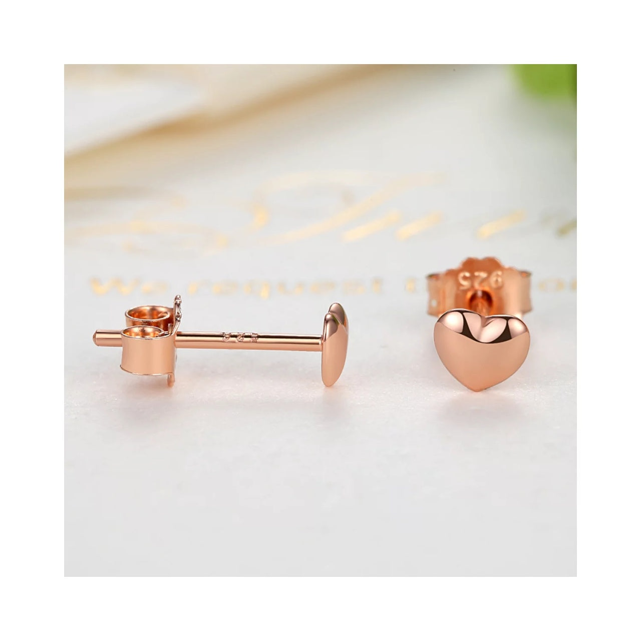 Cercei din argint Rose Gold Petite Hearts, Argint 925, Pentru Femei
