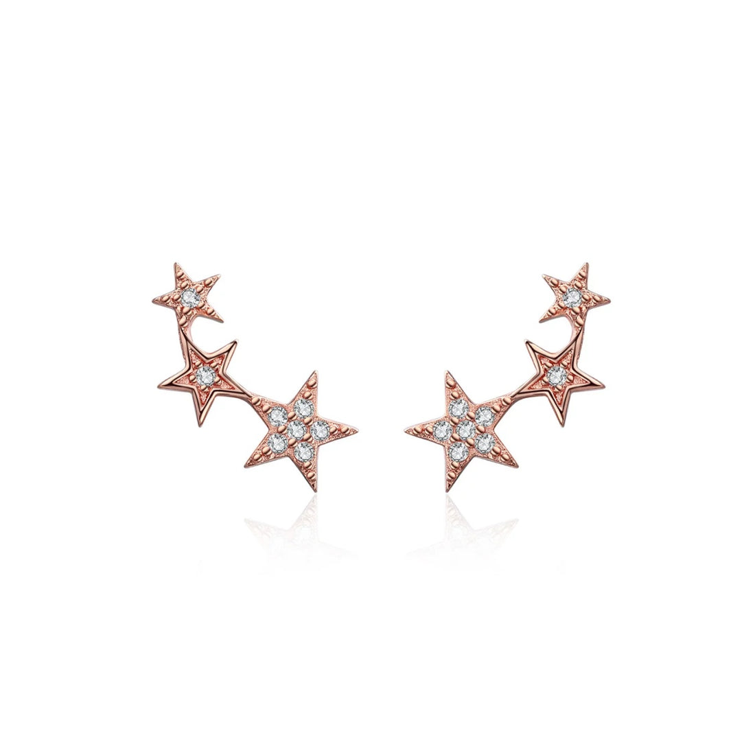 Cercei din argint Rose Gold Stars, Argint 925, Pentru Femei 1.05g