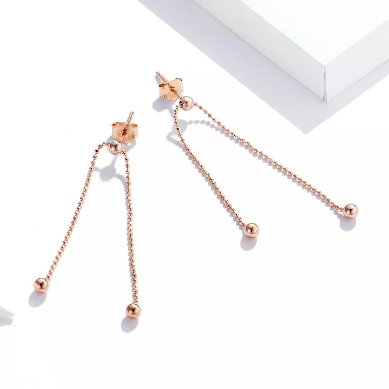 Cercei din argint Rose Gold Tassel, Argint 925, Pentru Femei
