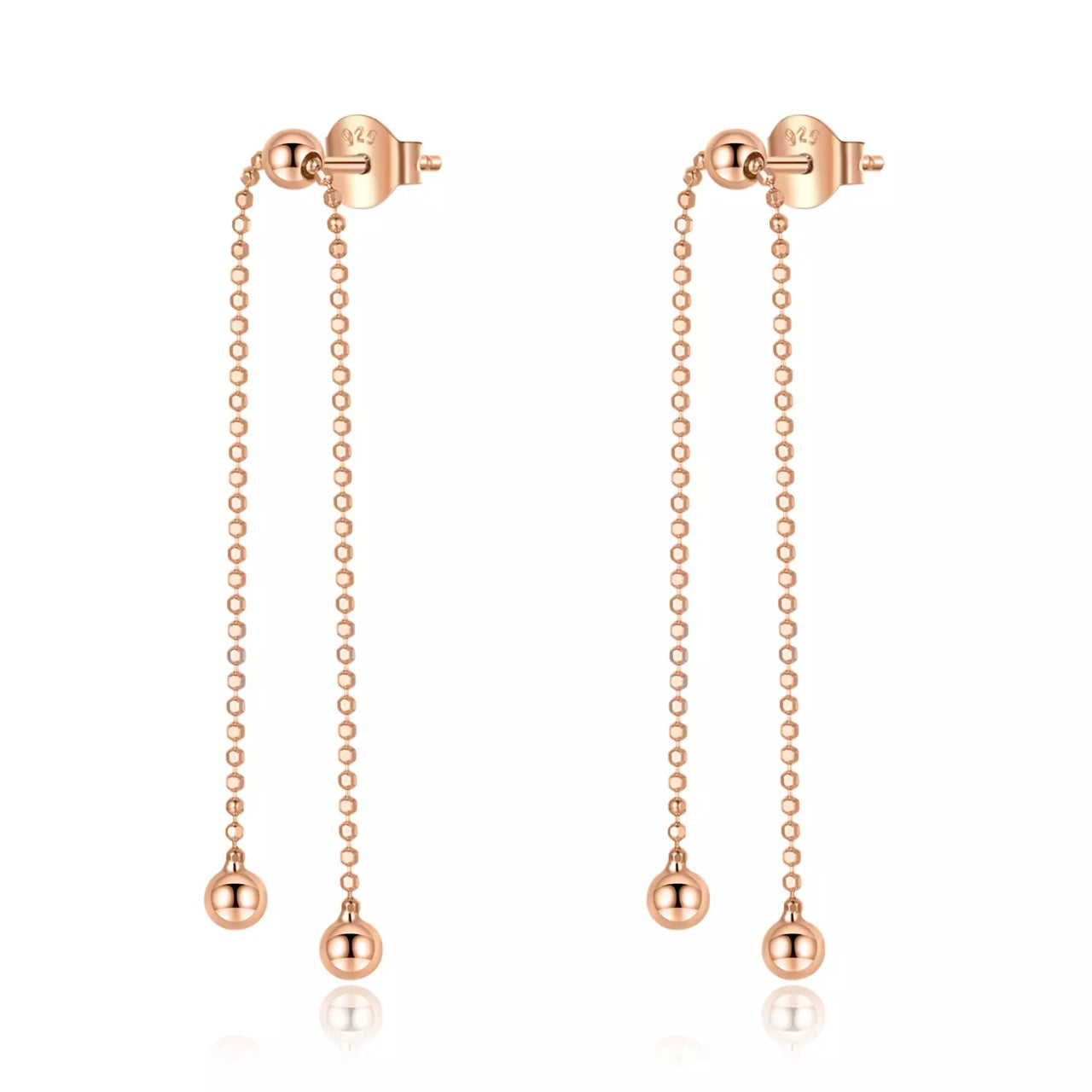 Cercei din argint Rose Gold Tassel, Argint 925, Pentru Femei