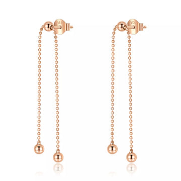 Cercei din argint Rose Gold Tassel, Argint 925, Pentru Femei