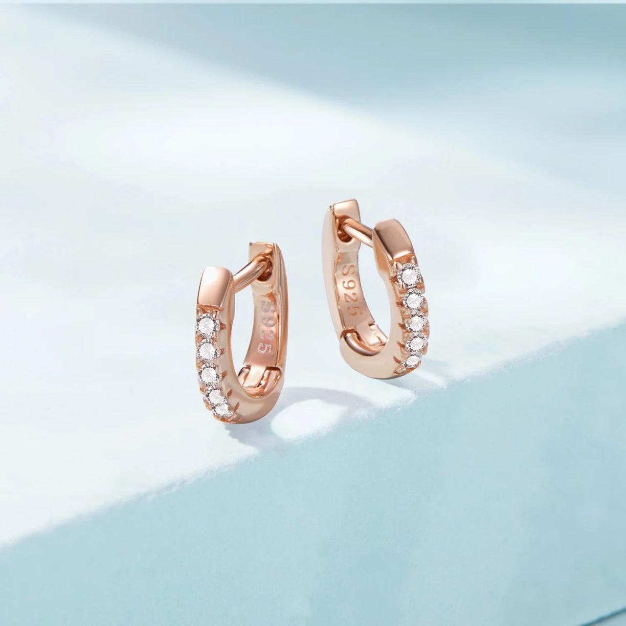 Cercei din argint Rose Studded Circles, Argint 925, Pentru Femei