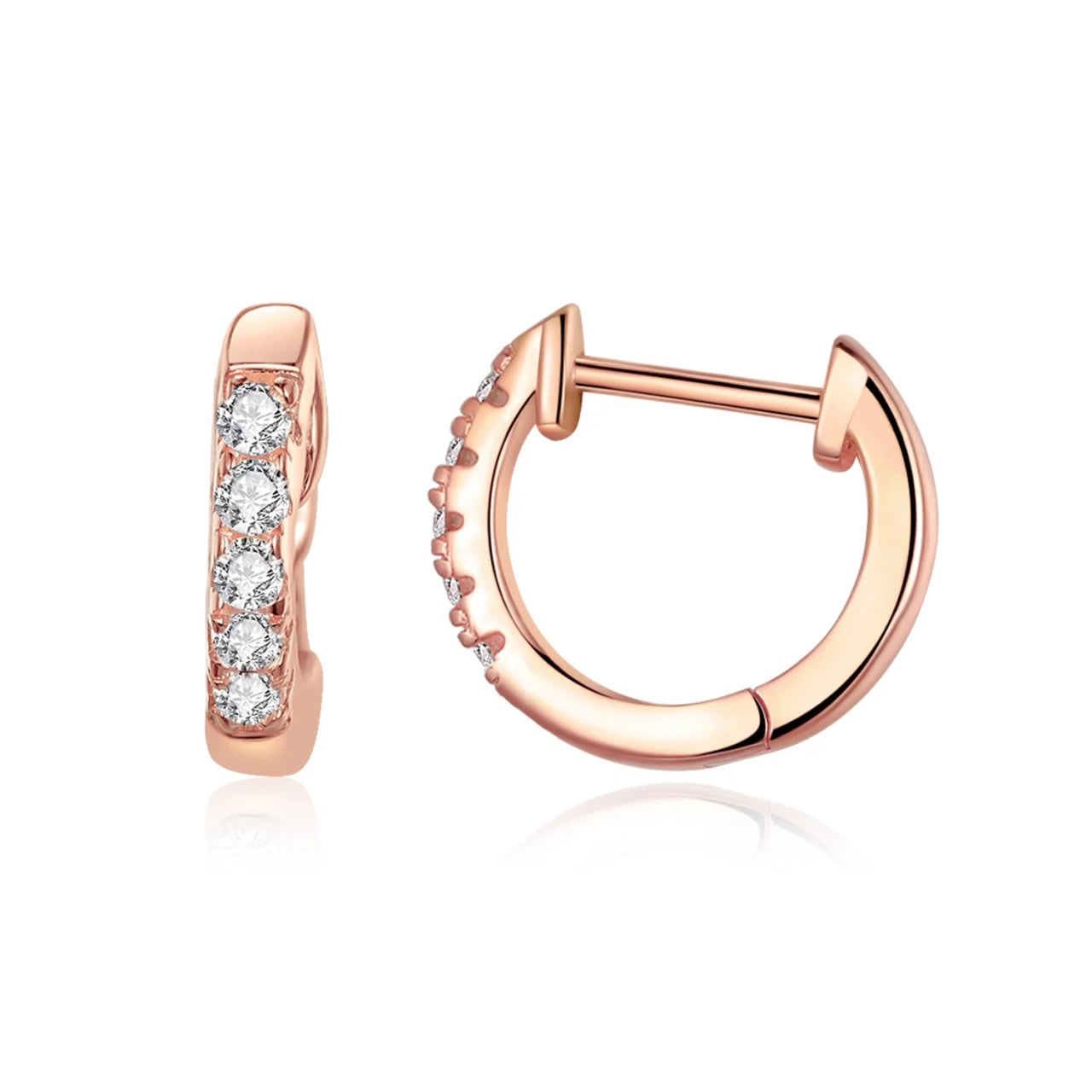 Cercei din argint Rose Studded Circles, Argint 925, Pentru Femei