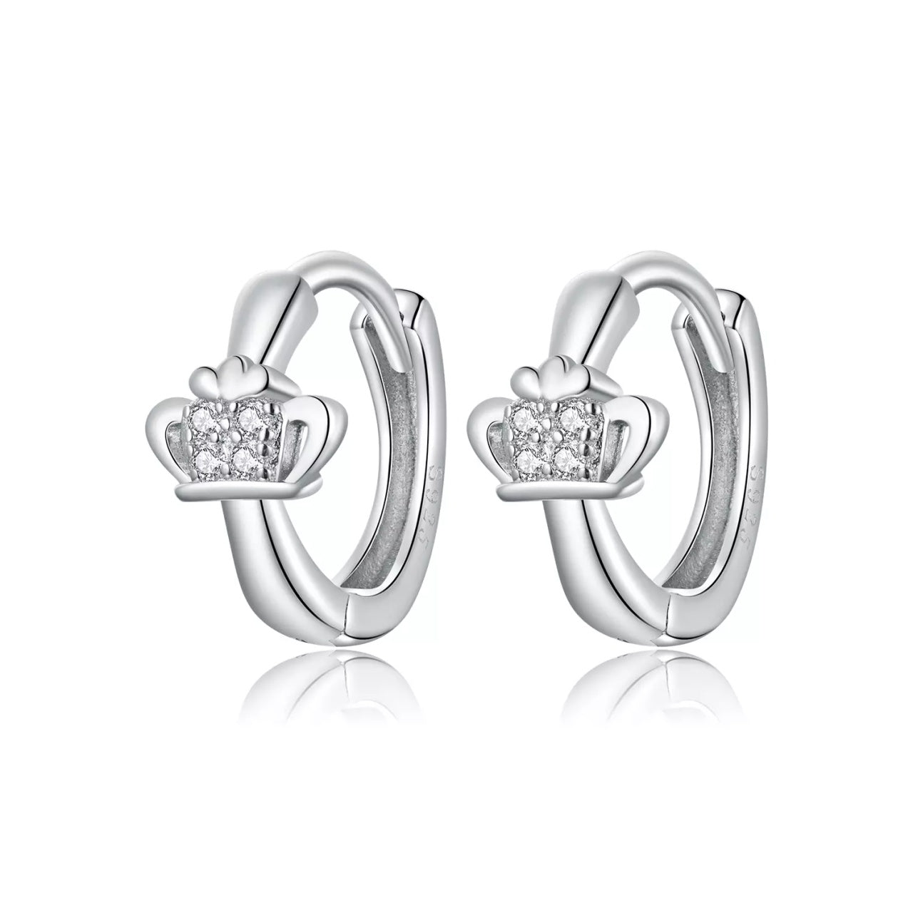 Cercei din argint Shining Crown Hoops, Argint 925, Pentru Femei 1.68g