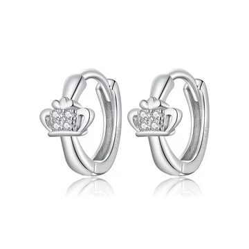 Cercei din argint Shining Crown Hoops, Argint 925, Pentru Femei 1.68g
