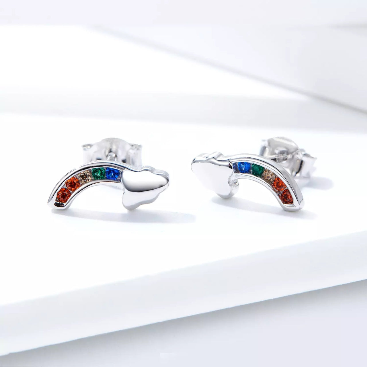 Cercei din argint Shiny Clouds Studs, Argint 925, Pentru Femei