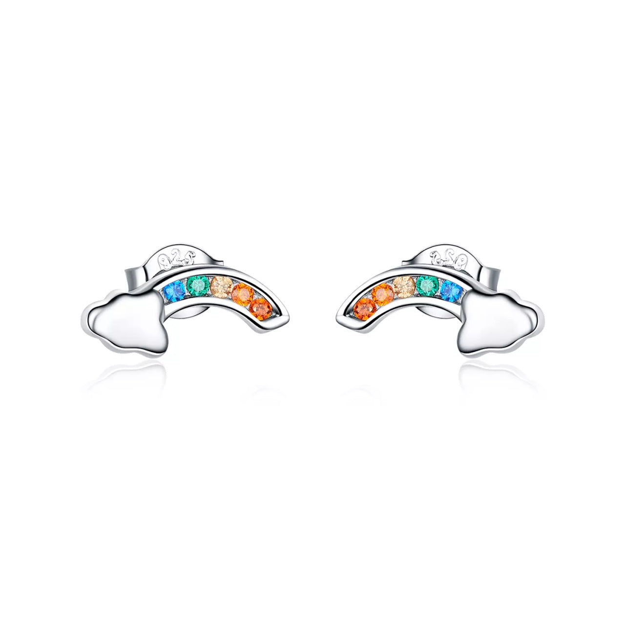 Cercei din argint Shiny Clouds Studs, Argint 925, Pentru Femei