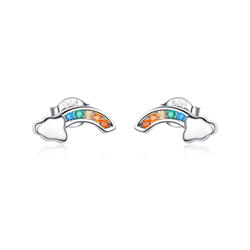 Cercei din argint Shiny Clouds Studs, Argint 925, Pentru Femei