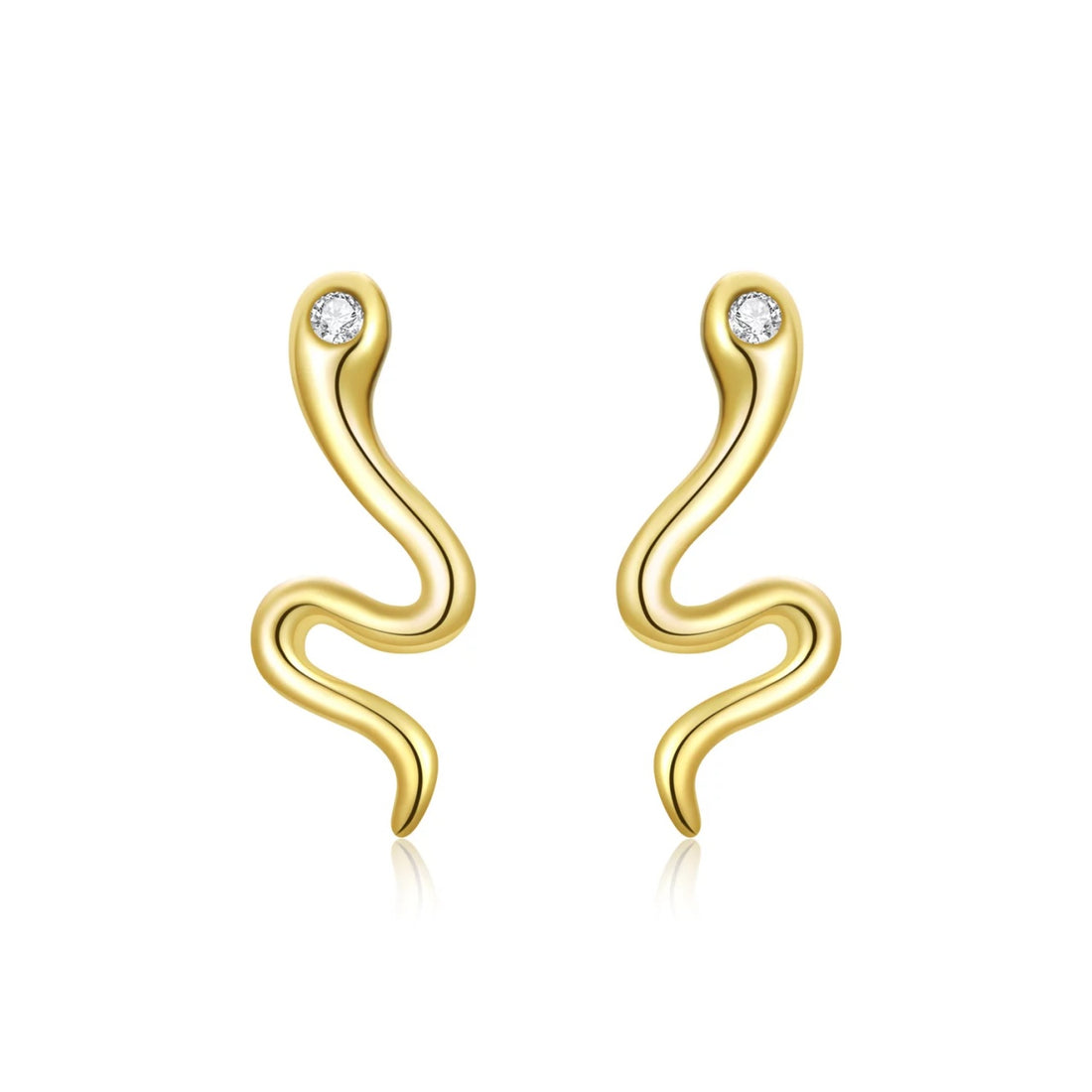 Cercei din argint Shiny Snake Golden, Argint 925, Pentru Femei
