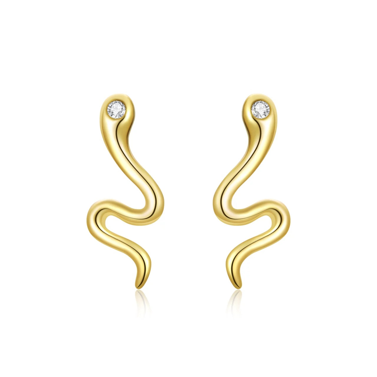 Cercei din argint Shiny Snake Golden, Argint 925, Pentru Femei