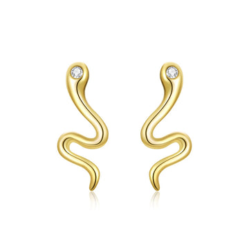 Cercei din argint Shiny Snake Golden, Argint 925, Pentru Femei
