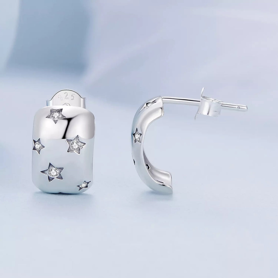 Cercei din argint Shiny Stars, Argint 925, Pentru Femei