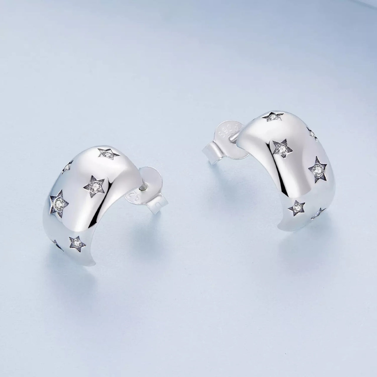 Cercei din argint Shiny Stars, Argint 925, Pentru Femei