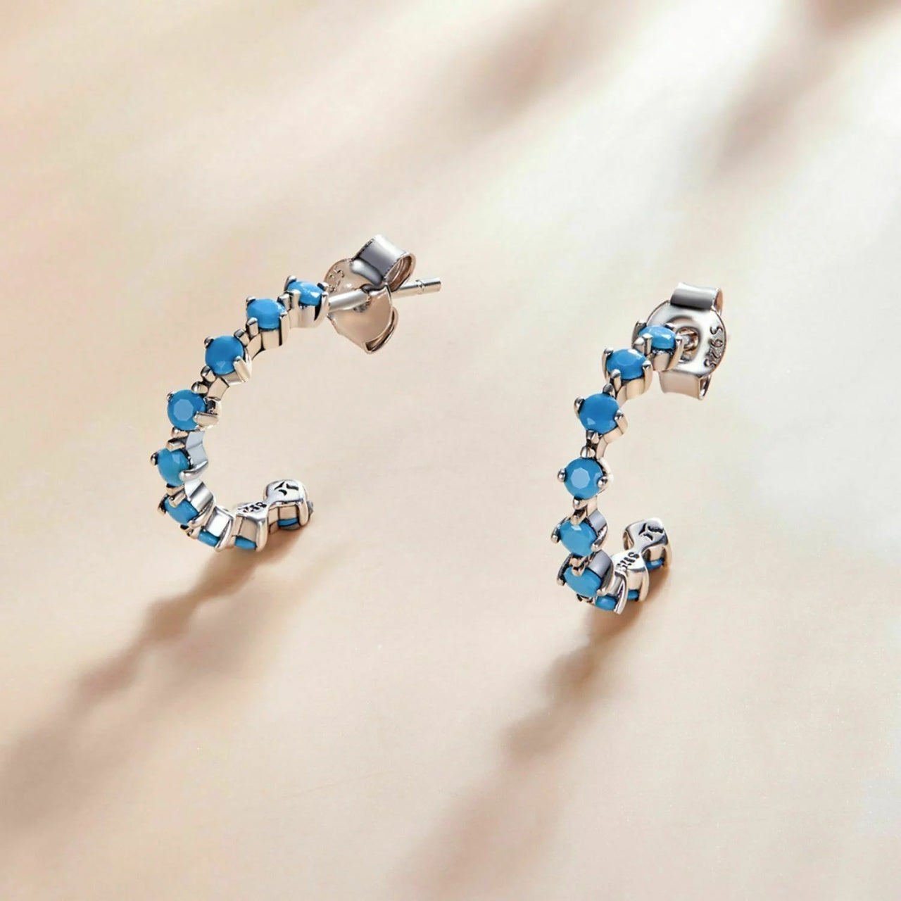 Cercei din argint Silver Band Blue, Argint 925, Pentru Femei