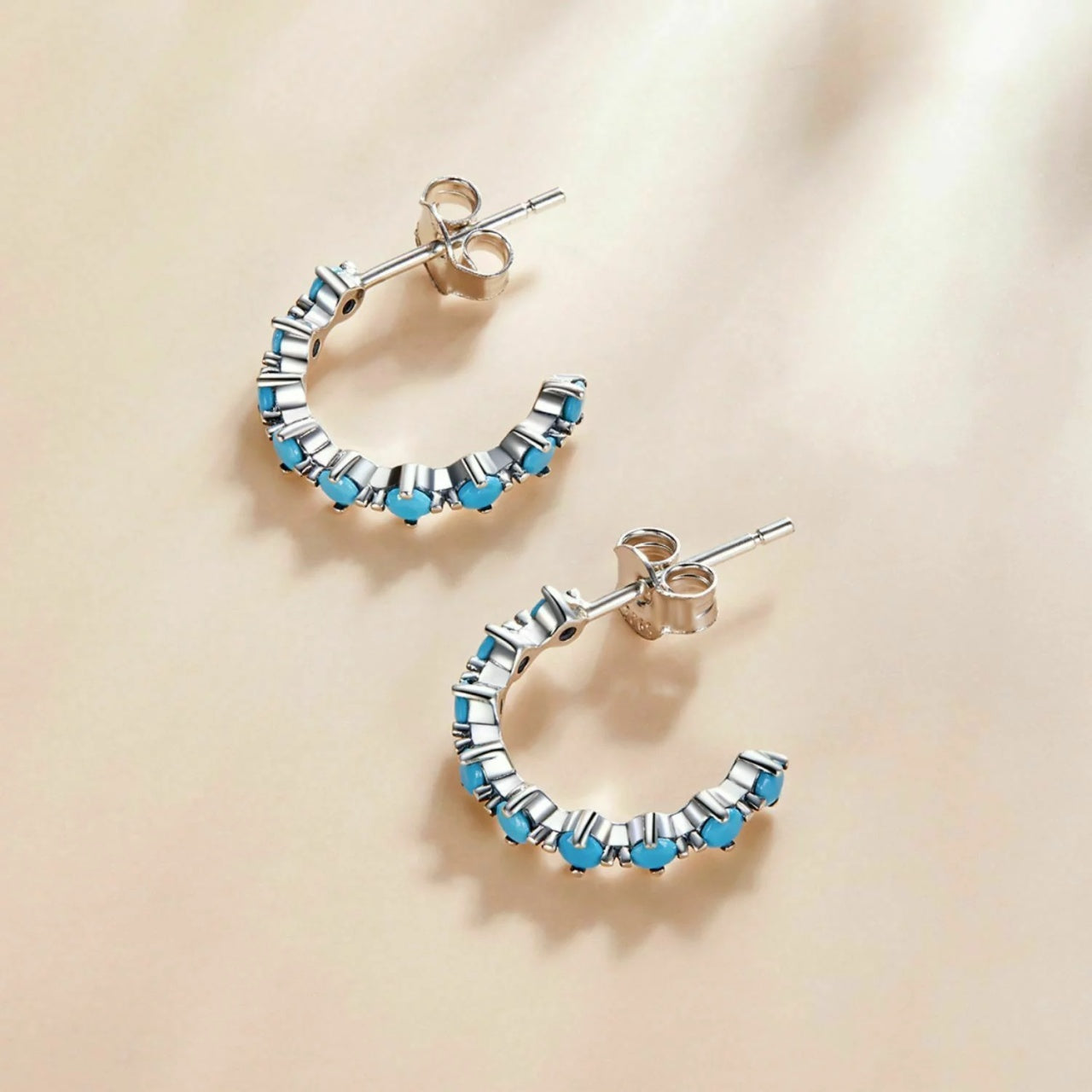 Cercei din argint Silver Band Blue, Argint 925, Pentru Femei