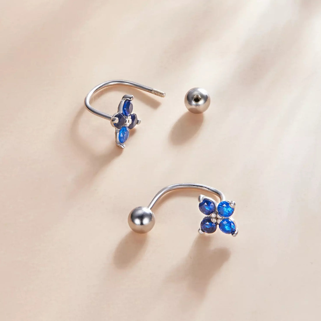 Cercei din argint Silver Blue Little Clover, Argint 925, Pentru Femei