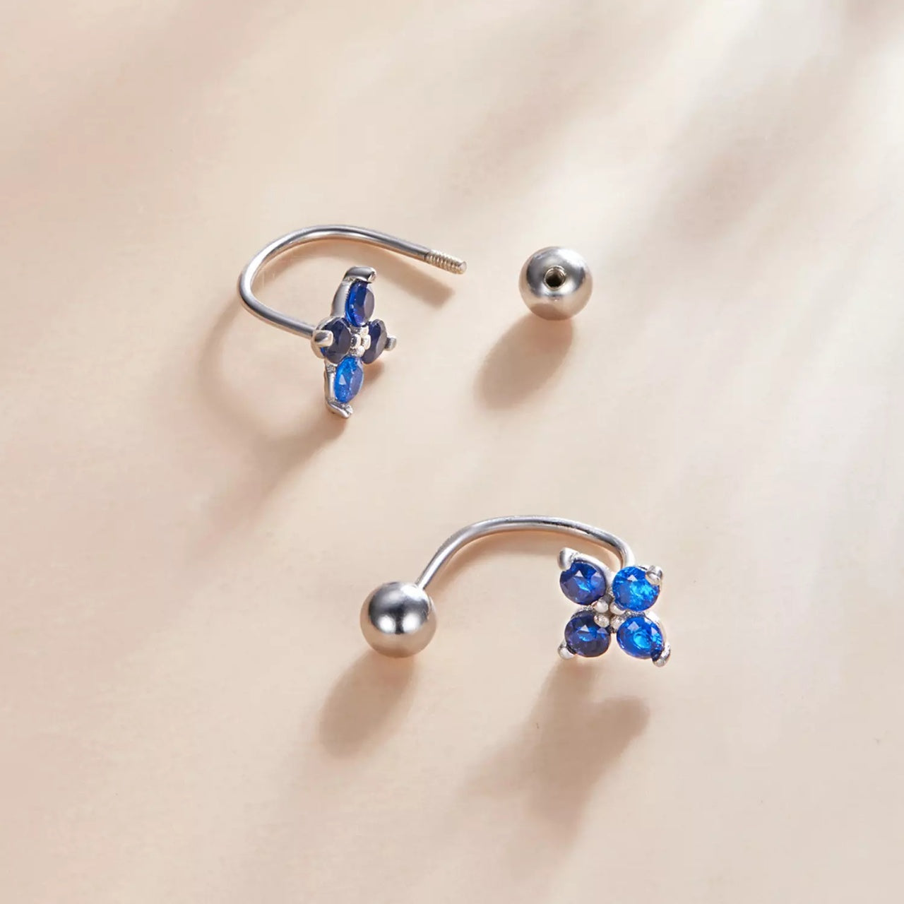 Cercei din argint Silver Blue Little Clover, Argint 925, Pentru Femei