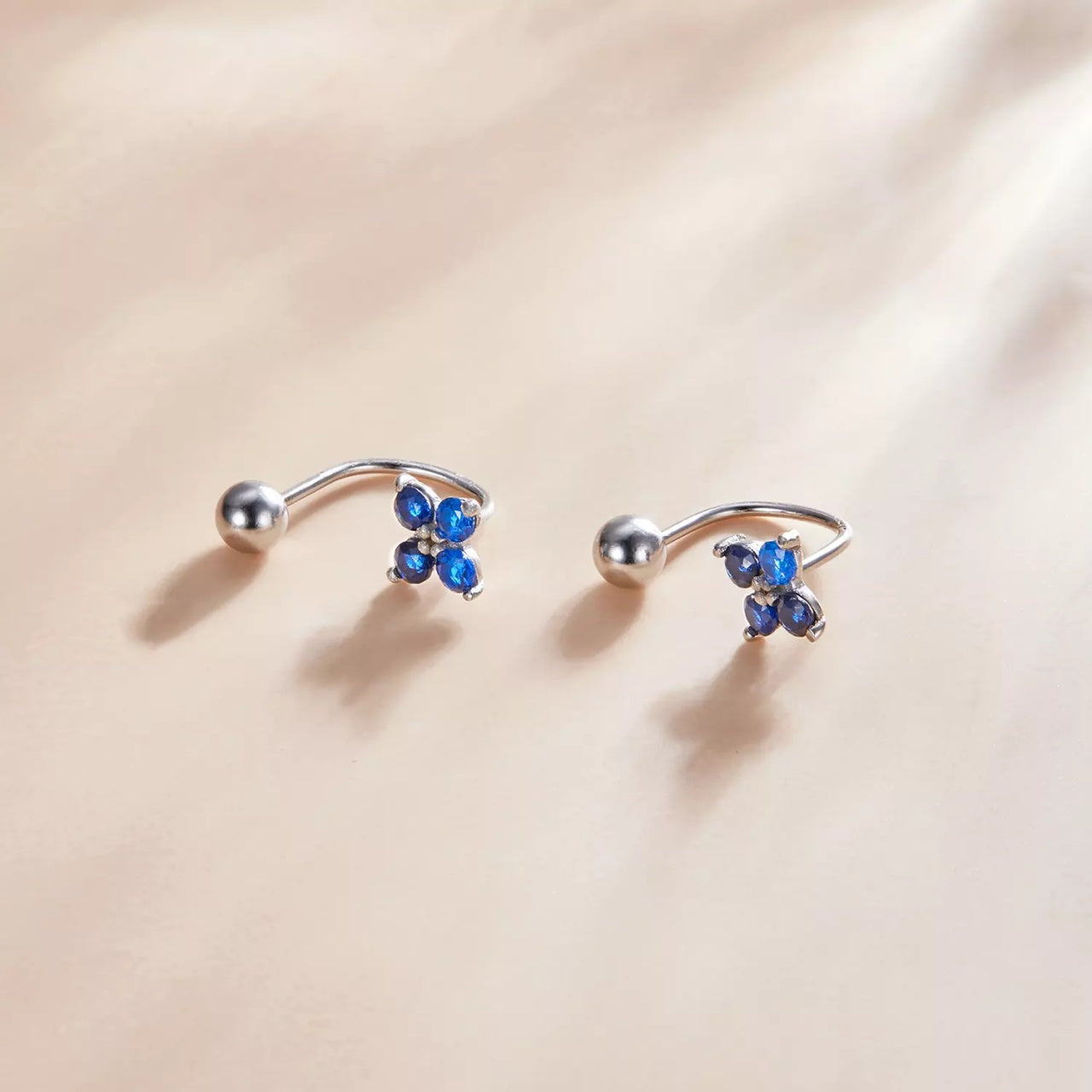 Cercei din argint Silver Blue Little Clover, Argint 925, Pentru Femei