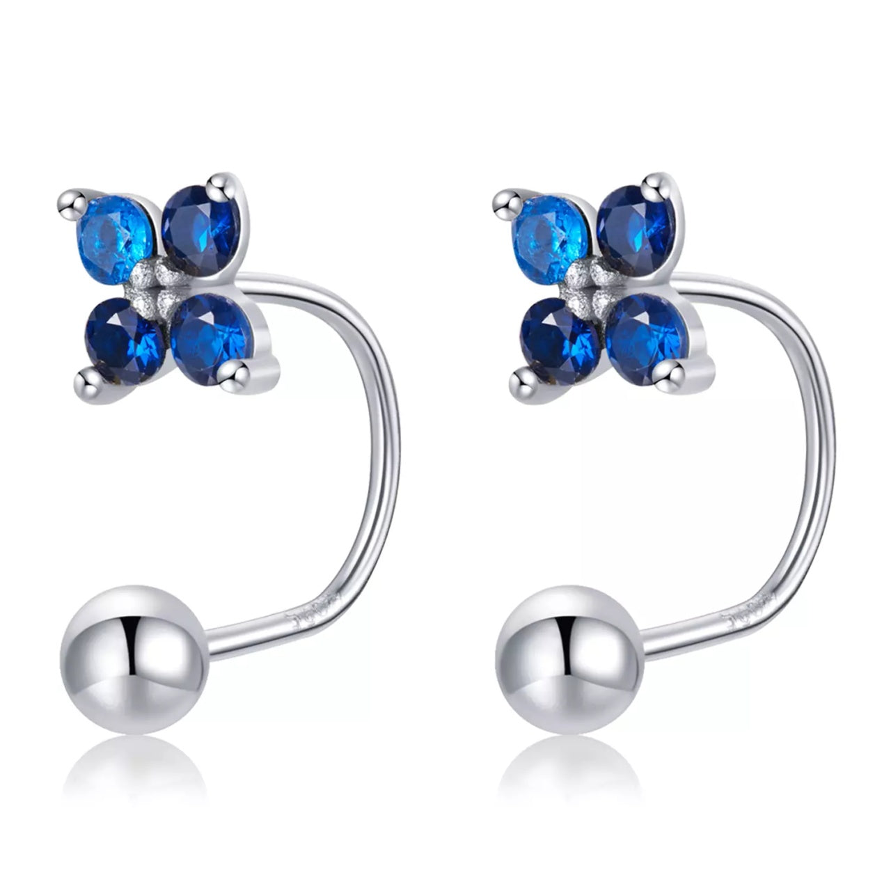 Cercei din argint Silver Blue Little Clover, Argint 925, Pentru Femei