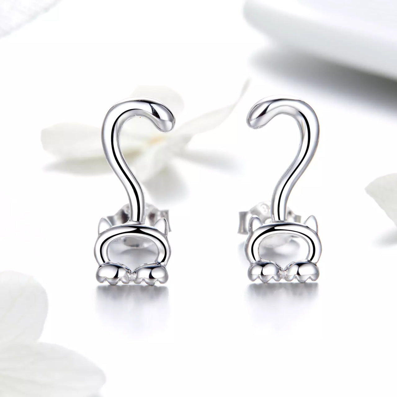 Cercei din argint Silver Cat Tail, Argint 925, Pentru Femei