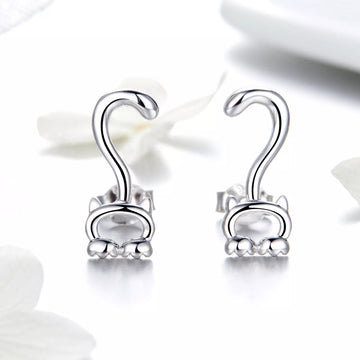 Cercei din argint Silver Cat Tail, Argint 925, Pentru Femei
