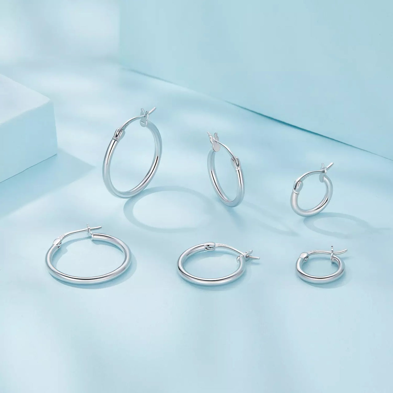 Cercei din argint Silver Hoops L, Argint 925, Pentru Femei