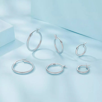 Cercei din argint Silver Hoops L, Argint 925, Pentru Femei