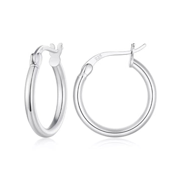 Cercei din argint Silver Hoops M, Argint 925, Pentru Femei