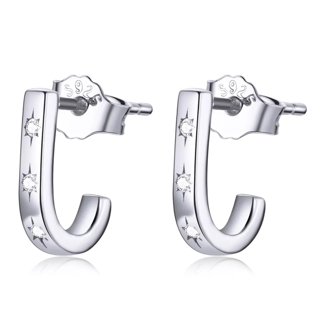 Cercei din argint Silver J Earrings, Argint 925, Pentru Femei