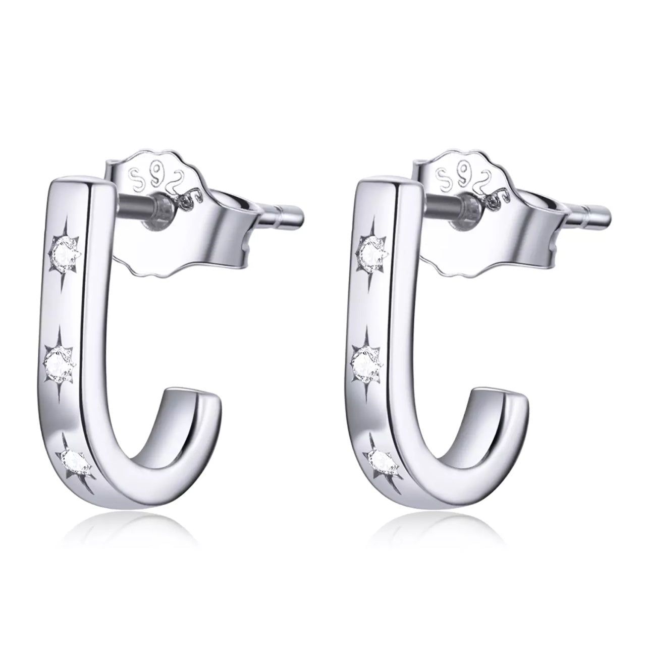 Cercei din argint Silver J Earrings, Argint 925, Pentru Femei