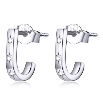 Cercei din argint Silver J Earrings, Argint 925, Pentru Femei