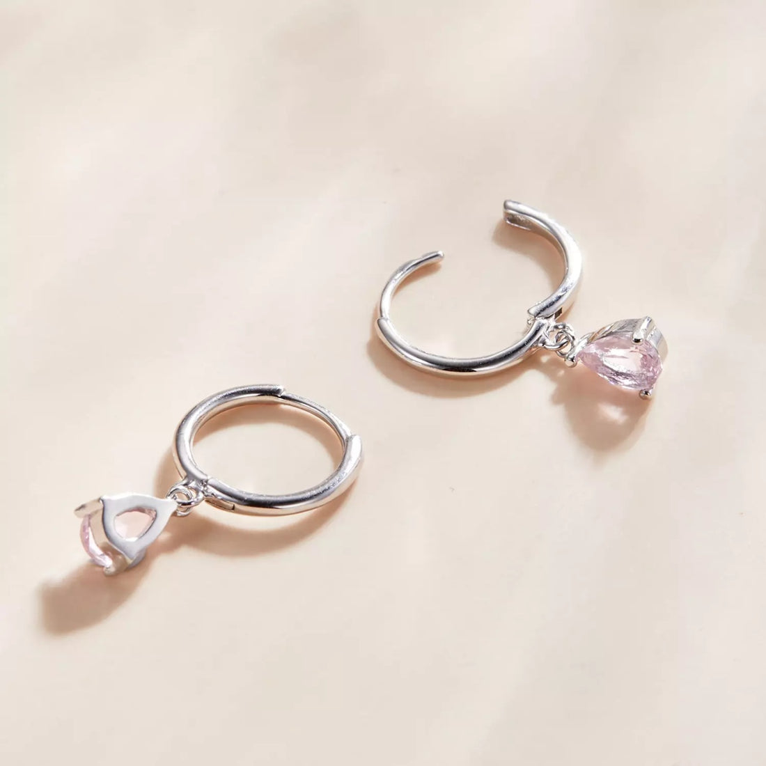 Cercei din argint Silver Pink Tear, Argint 925, Pentru Femei