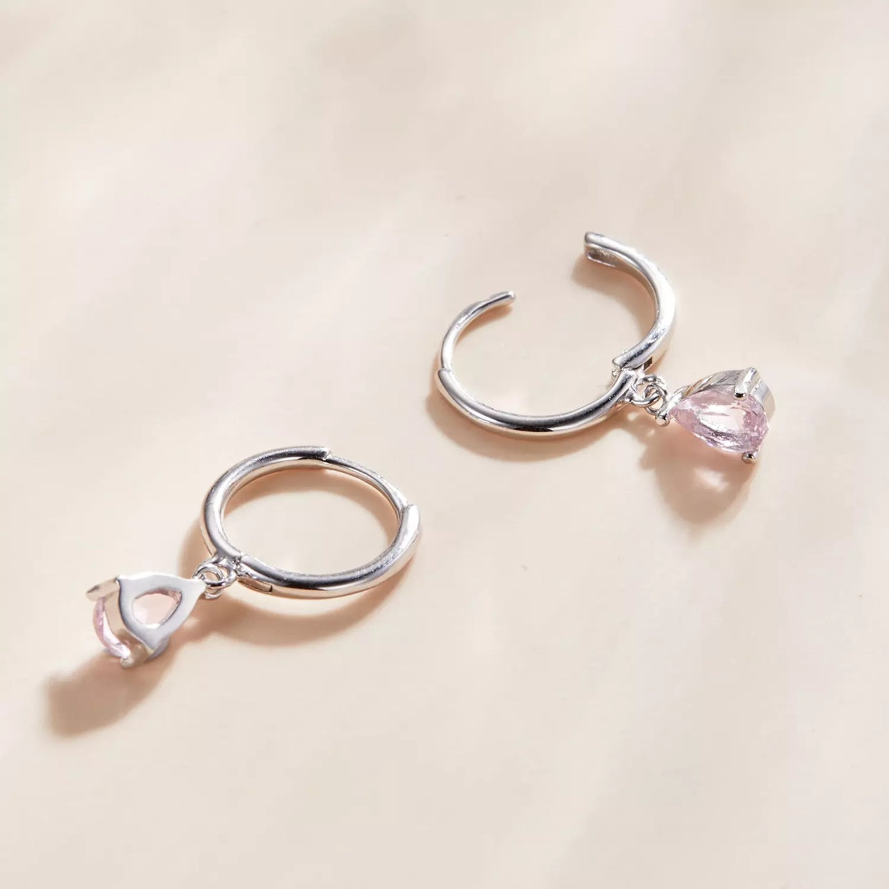 Cercei din argint Silver Pink Tear, Argint 925, Pentru Femei