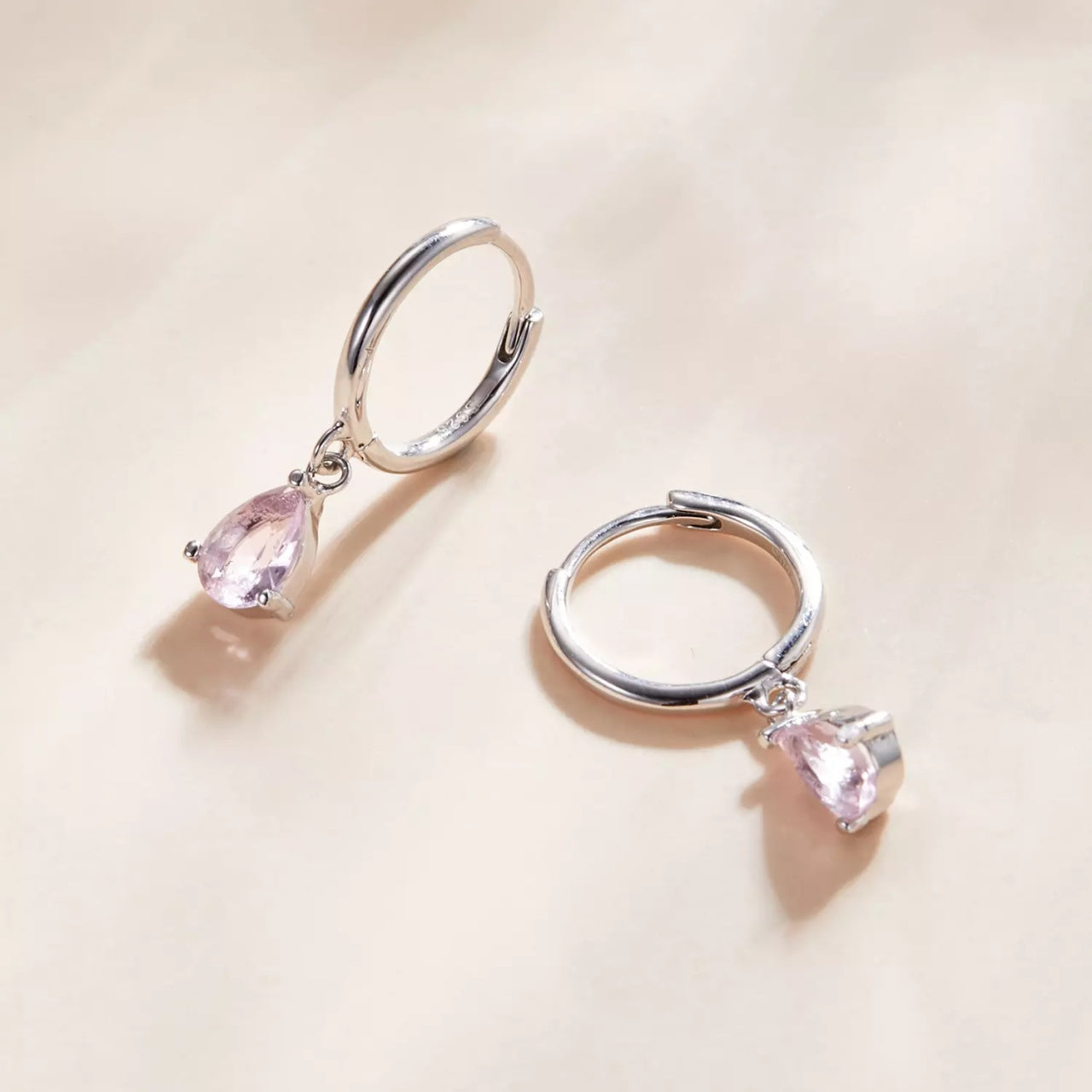 Cercei din argint Silver Pink Tear, Argint 925, Pentru Femei