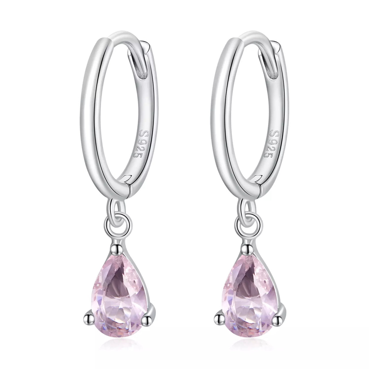 Cercei din argint Silver Pink Tear, Argint 925, Pentru Femei