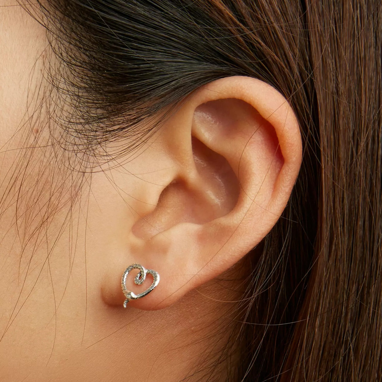 Cercei din argint Silver Snake Hearts, Argint 925, Pentru Femei