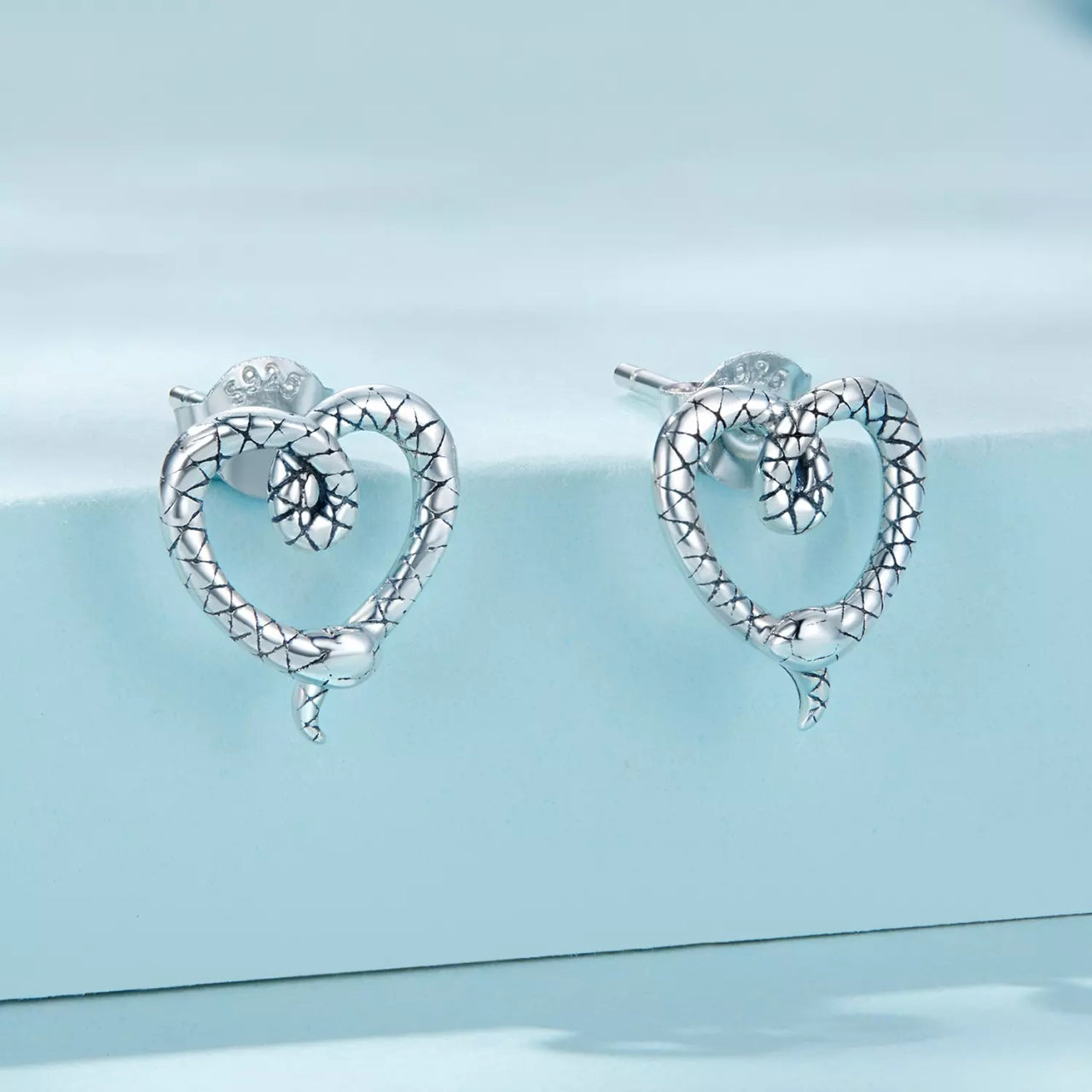 Cercei din argint Silver Snake Hearts, Argint 925, Pentru Femei