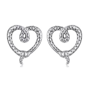 Cercei din argint Silver Snake Hearts, Argint 925, Pentru Femei