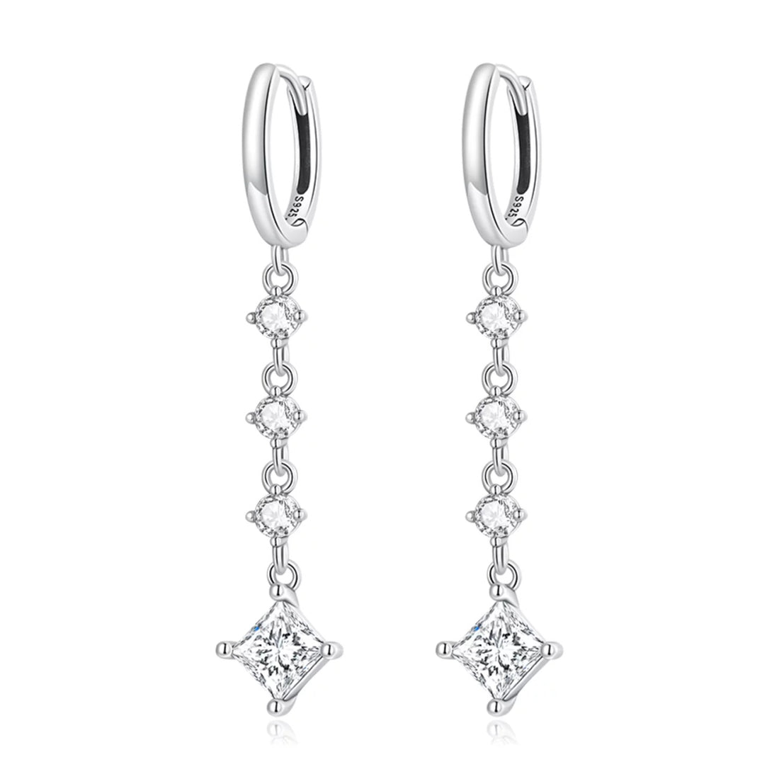 Cercei din argint Silver Square, Argint 925, Pentru Femei
