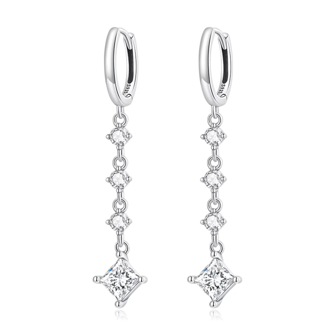 Cercei din argint Silver Square, Argint 925, Pentru Femei
