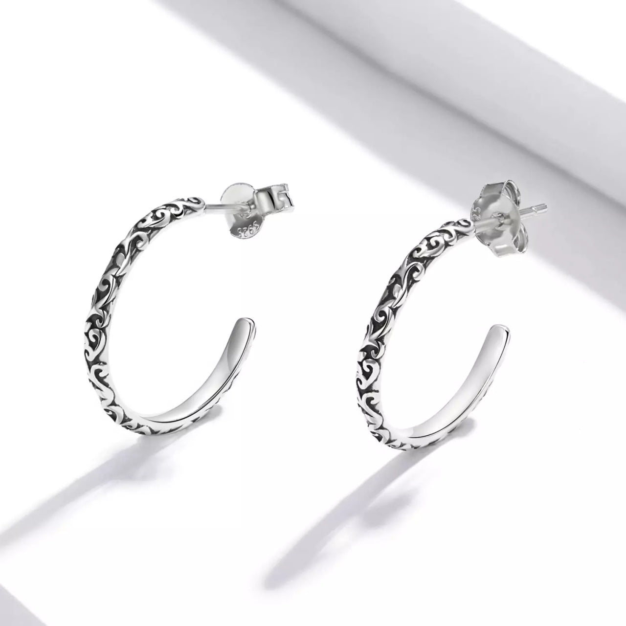 Cercei din argint Silver Wreath Hoops, Argint 925, Pentru Femei
